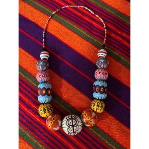 New hand-painted Tinga Tinga necklace from Tanzania.